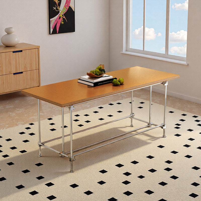 Bureau rétro industriel, mélange de bois et de métal minimaliste, H 29,5 po x l 78,7 po x P 35,4 po
