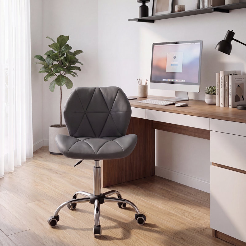 Muskoka Swivel Desk Chair Faux Leather With Adjustable Height, UKFR Certified, Grey