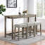Table de bar 4 pièces avec prise de courant pour différentes pièces - surface en grain de bois, tabourets confortables, mousse à haute élasticité, prise facile à assembler, coussins incurvés de salle à manger sur l'emballage 3a pour éviter les dommages-133245170-133245169