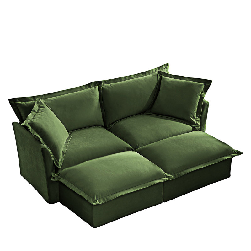 Canapé rembourré avec repose-pieds, Green
