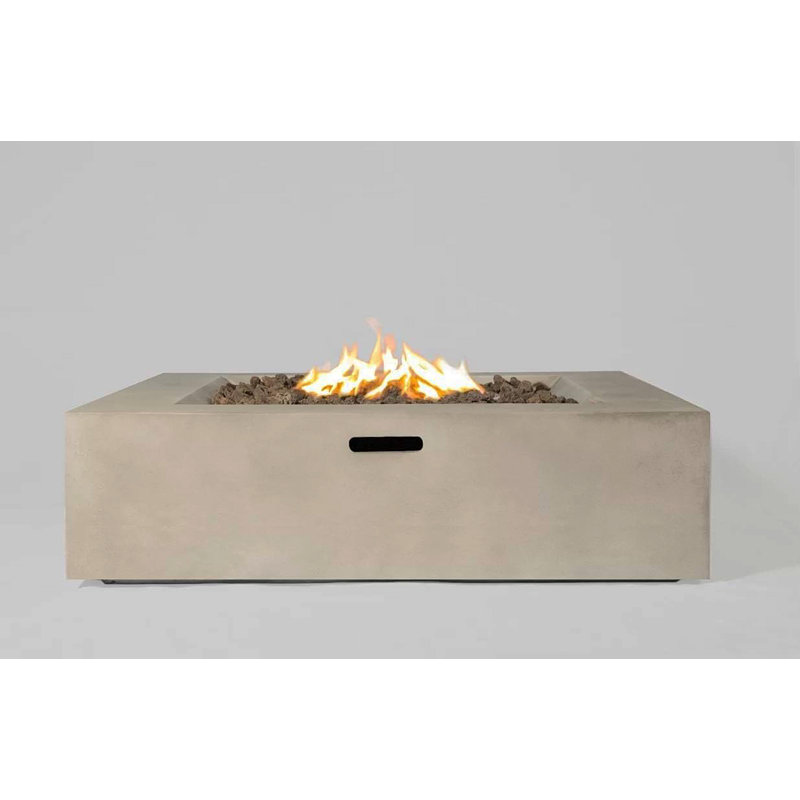 Table de foyer d'extérieur en béton 12 "H, Gris naturel, H 12,07 po x l 42,07 po x P 42,07 po