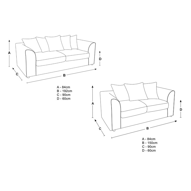 Wyoming 2 Piece Sofa Set, Navy