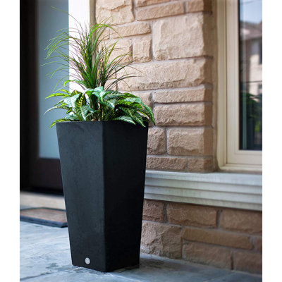 Cara 28" Square Composite Pot Planter with Plant Shelf