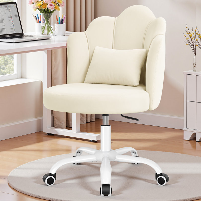 Chaise de bureau à roulettes en forme de pétale, Rose