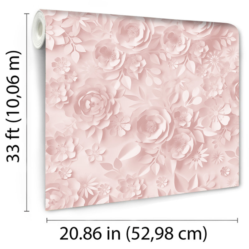 Papier peint fleurs de papier rose, Rose