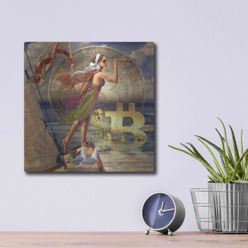 «Bitcoin Deco Ten» par Steve Hunziker, art mural en métal, H 12 po x l 12 po