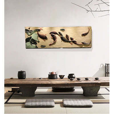 Modern Minimalist Lotus And Carp Relief Wall Decoration