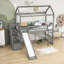 Lit mezzanine simple en bois avec glissoire et rangement-1428589121