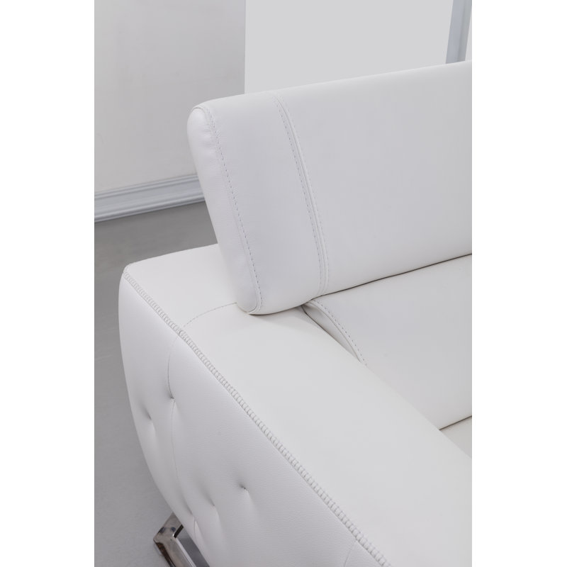 Canapé et méridienne en cuir Theriot, Orienté à droite (vu de face), Cuir assorti blanc