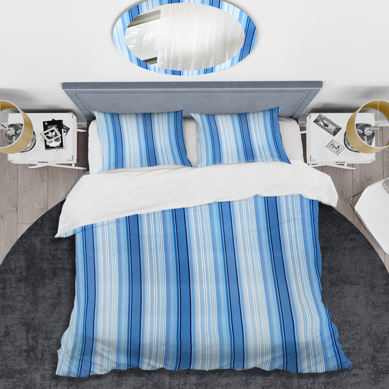 Ensemble de housse de couette transitionnelle Sky Blue Stripe Glam I, Housse de couette très grand et 2 très grandes t