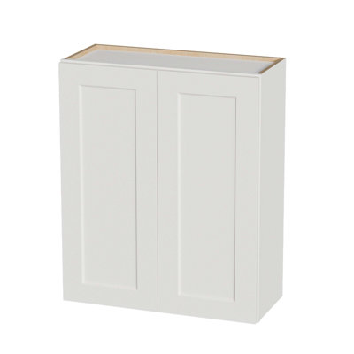 White Shaker Solid Wood Wall Cabinet with Soft-Close Doors, Adjustable Shelves - 30" Double Door Storage for Kitchen, Bathroom, Laundry, Garage (Easy Assembly, 30"W x 12"D x 30"H)