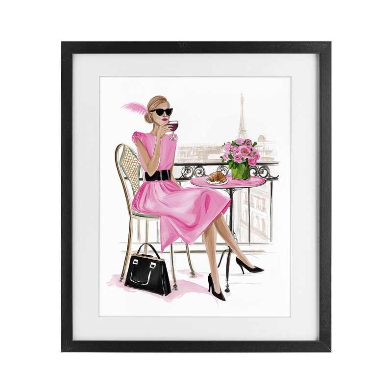 «Parisian Chic on Cafe balcon», reproduction sous verre encadrée, design par Jess Stempel, H 21 po x l 17 po