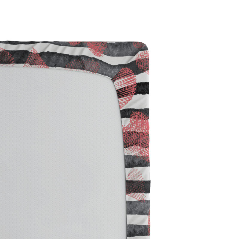 Drap-housse Ambesonne Saint-Valentin Grunge ligne cœurs corail foncé Dimgray, Full Fitted Sheet