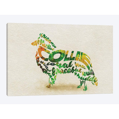 « Collie » par Ayse Deniz, reproduction d’art textuel sur toile tendue