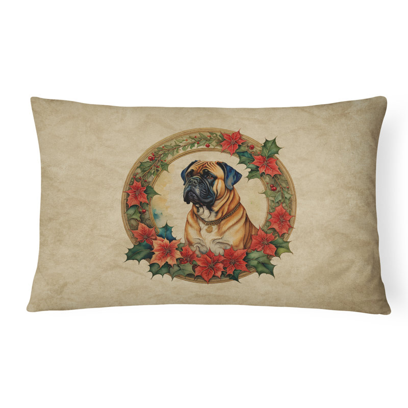 Coussin Christmas, 12 po x 16 po, Rectangulaire, Bullmastiff