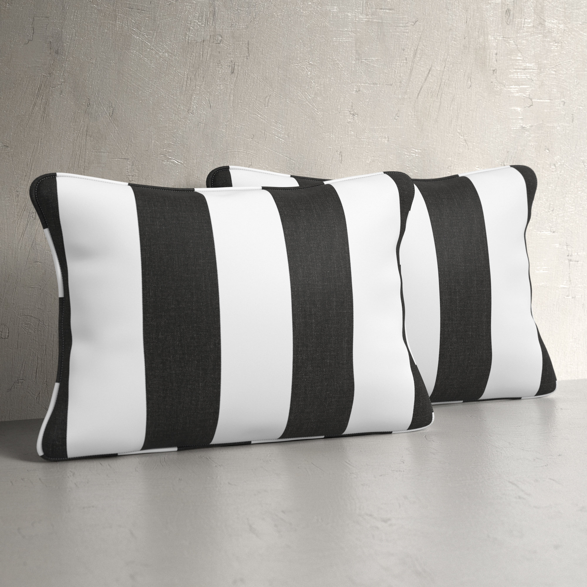 Bridger Striped Sunbrella® Indoor/Outdoor Lumbar Throw Pillow, Cabana Classic Black Stripe Sunbrella®, 12"H x 18"W