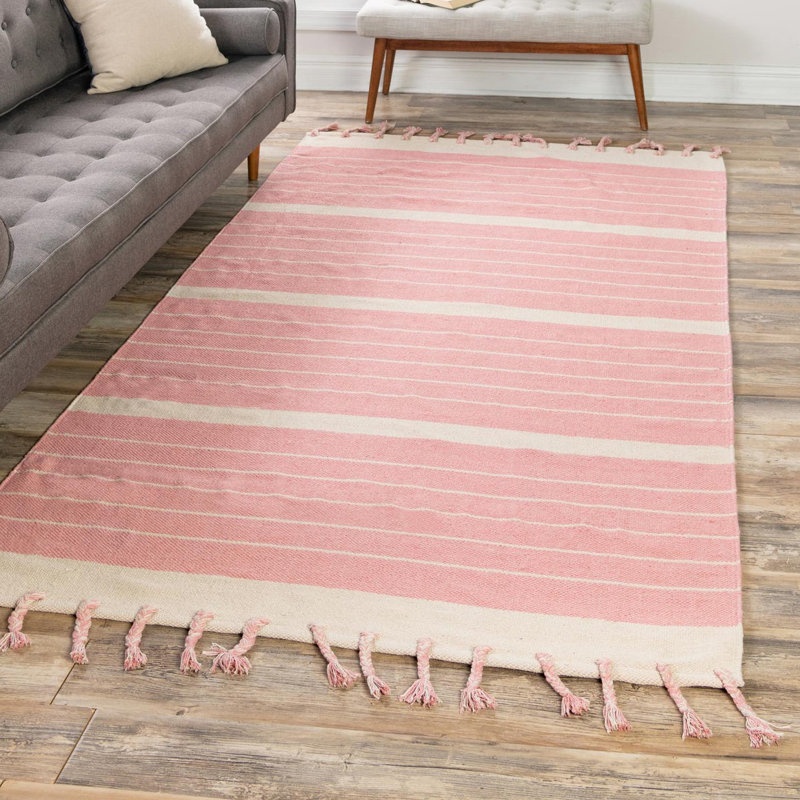 Abisaid Cotton Striped Indoor Rug, Rectangle 5'1" x 8'