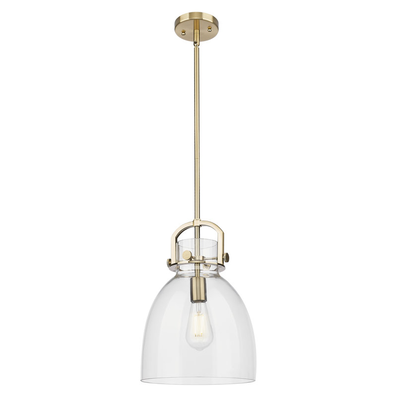 Luminaire suspendu 1 lumière Badillo, Clair, H 14,75 po x l 10 po x P 10 po, Bronze champagne