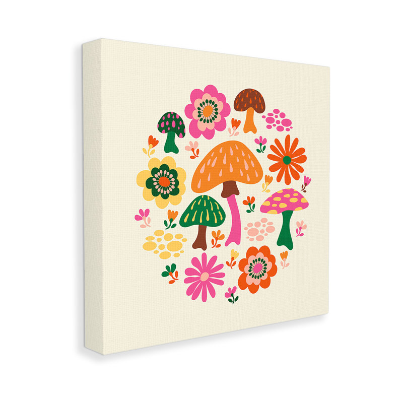 «Groovy Mushroom & Daisies» par Carrie Cantwell, H 17 po x l 17 po