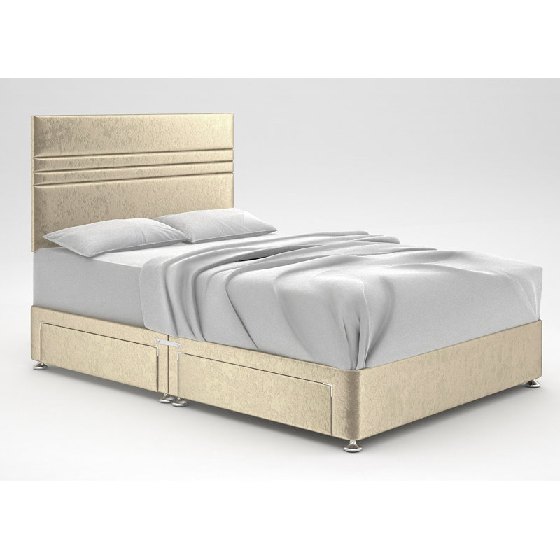 Ostara Divan Bed Base, Small Single (2'6), Cream, 2 Drawers Same Side