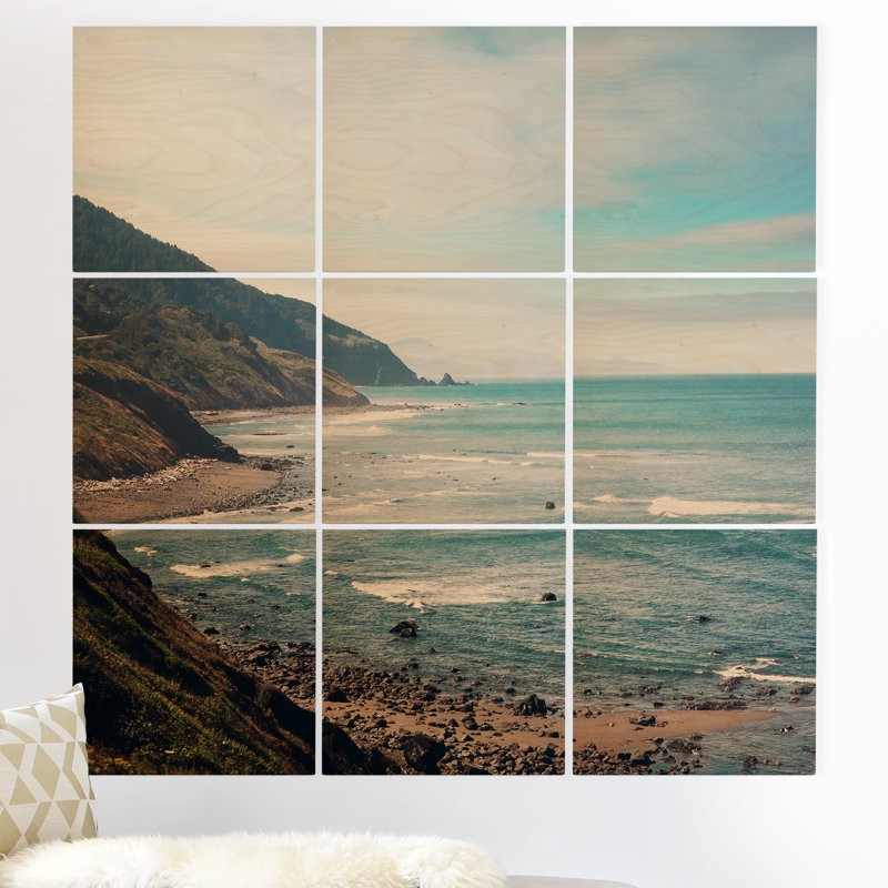 « california pacific coast autoroute », reproduction de photo à multiples images sur bois, H 36 po x l 36 po x P 0,5 po