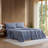 Lacoste Cotton Percale Sheet Set, Crisp Feel & Breathable Bedding, Deep Pocket Fitted Sheet, Vintage Indigo, Full-35177718-35177720