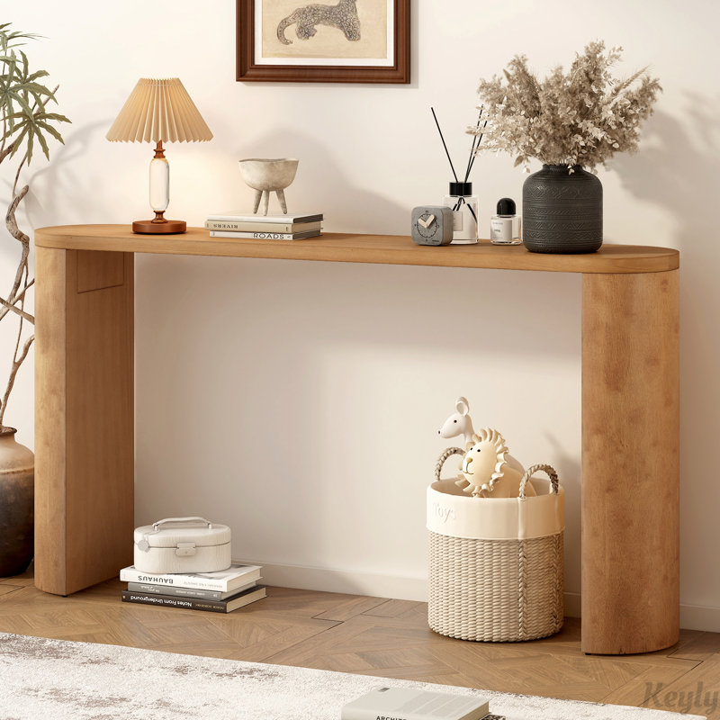 Console Table with Semi-cylindrical Leg Design, Natural