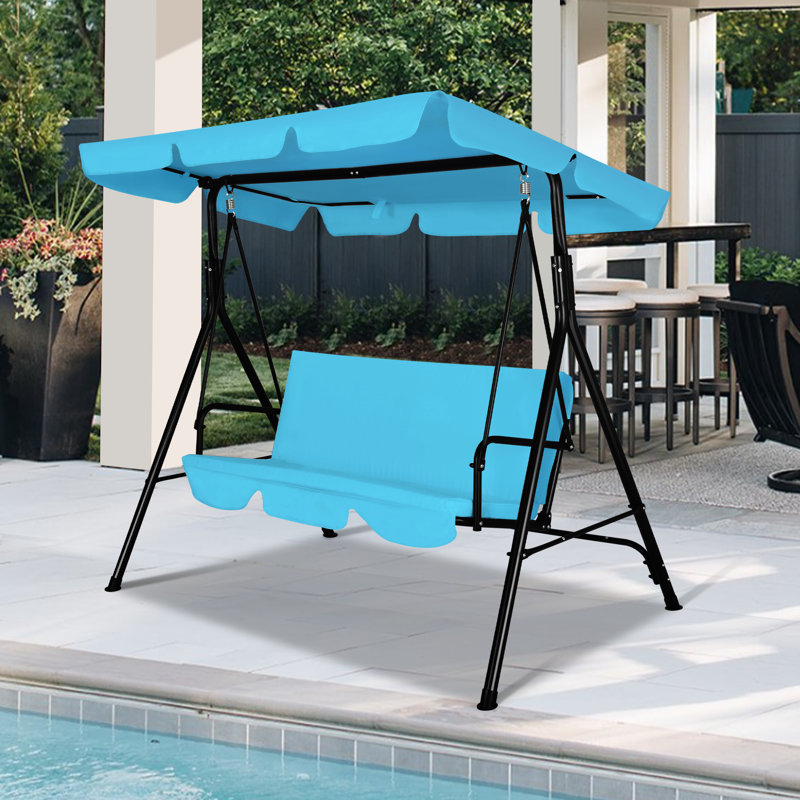 Balancelle 3 personnes avec auvent réglable, Bleu