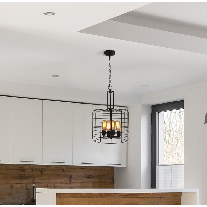 Luminaire suspendu tambour 4 lumières Heidenreich