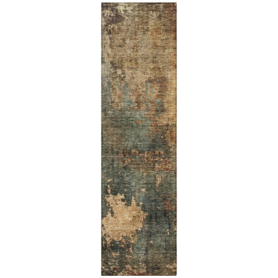 Zuleya Green Washable Indoor-Outdoor Rug - 