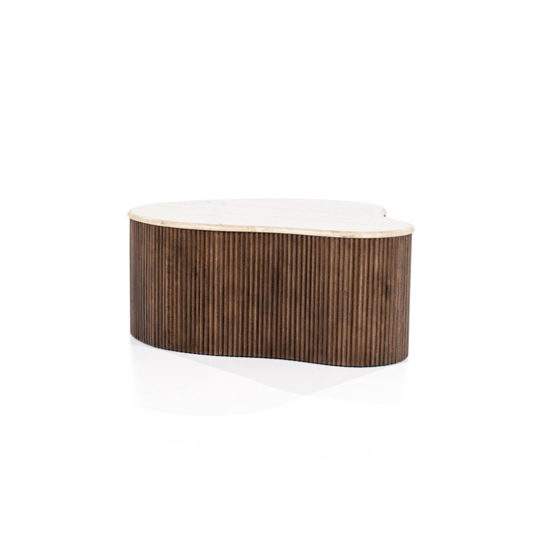 Mari Stone Top Coffee Table, 13" H x 33" L x 28" W