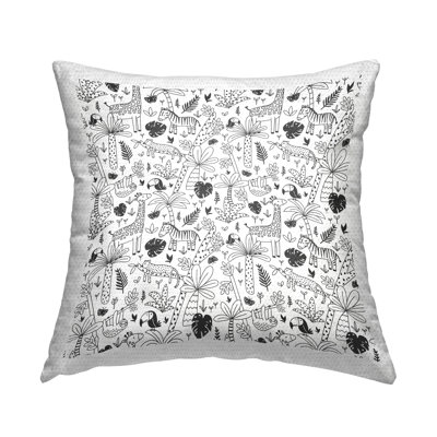 Patterned Safari Animals Casual Nursery Outdoor Printed Pillow by Lisa Perry