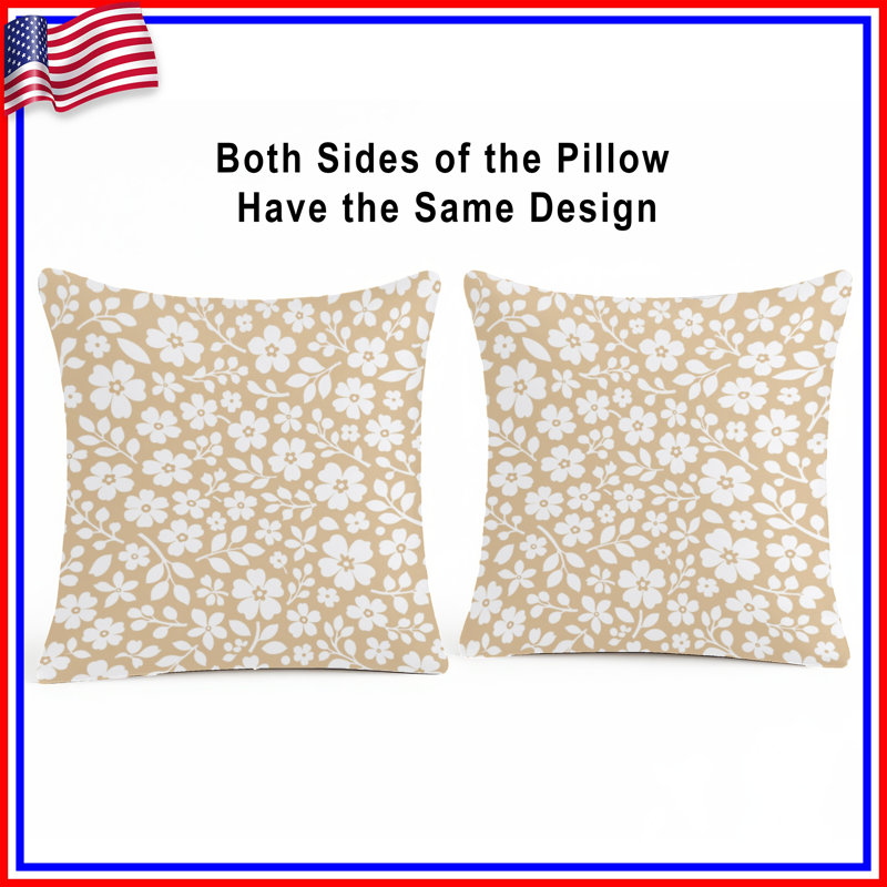 Coussins décoratifs blancs à motif floral, 26 x 26 pouces