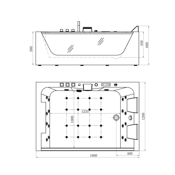 DECORAPORT 68 In Whirlpool Tub Hydromassage Rectangular Water Jets Alcove  Soaking SPA, Massage Bathtub with Air Bubble, Computer Panel and Light