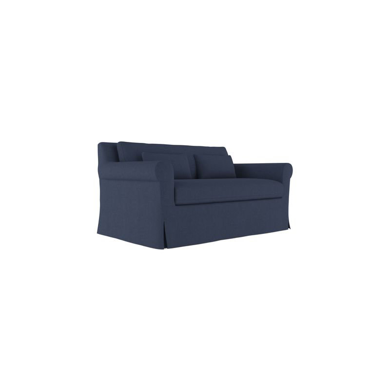 Ludlow Rolled-Arm Skirted Loveseat, Box Weave Linen Pumice, 34" H x 60" W x 38" D, Weathered