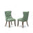 9-piece Dining Room Set includes a Kitchen Table and 8 Willow Green Polyester fabric Modern Dining Chairs with Button tufted Back - Antique Walnut Finish-289307141-299601128