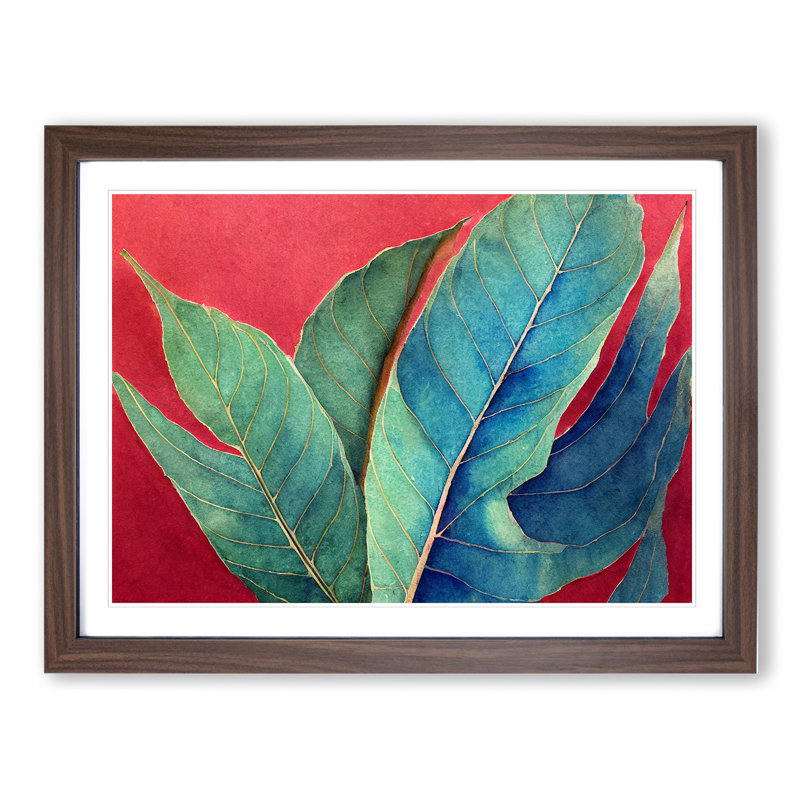 Majestic Leaf - Single Picture Frame Print, 34cm H x 46cm W x 2cm D, Walnut