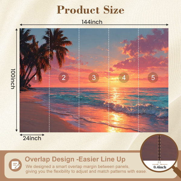 Red Barrel Studio Peel and Stick Wallpaper Beach Ocean Tropical Palm ...