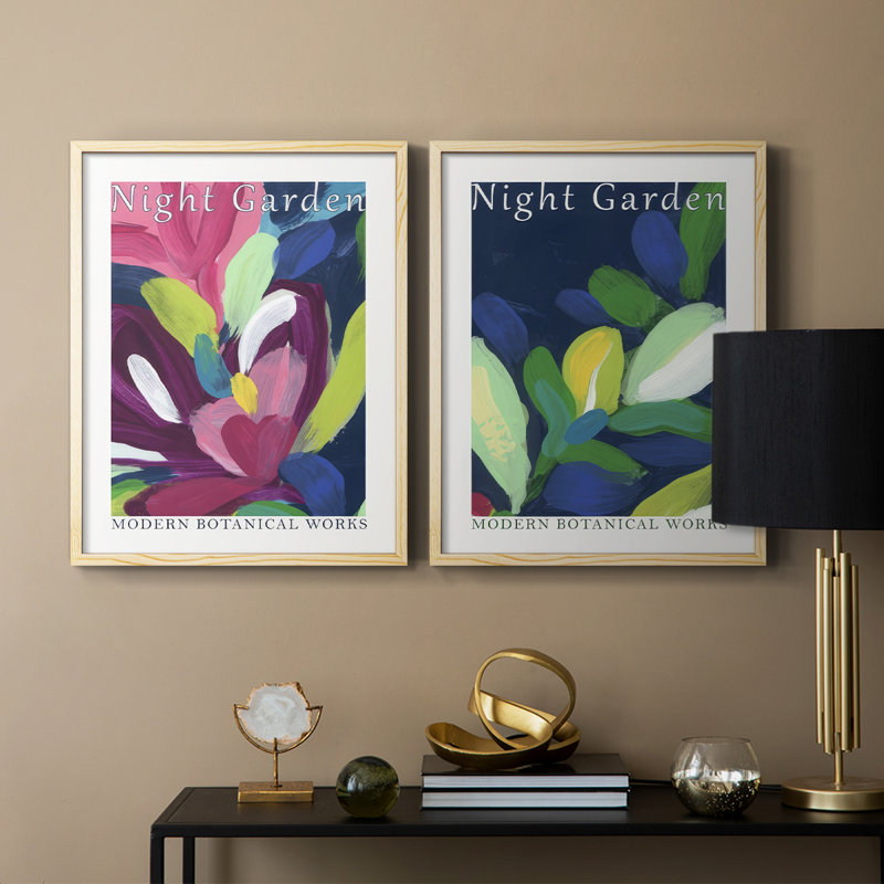 Night Garden Exhibition Posters I-Premium Framed Print -Ready to Hang - No Nails Required - No Nails Required, Natural Wood