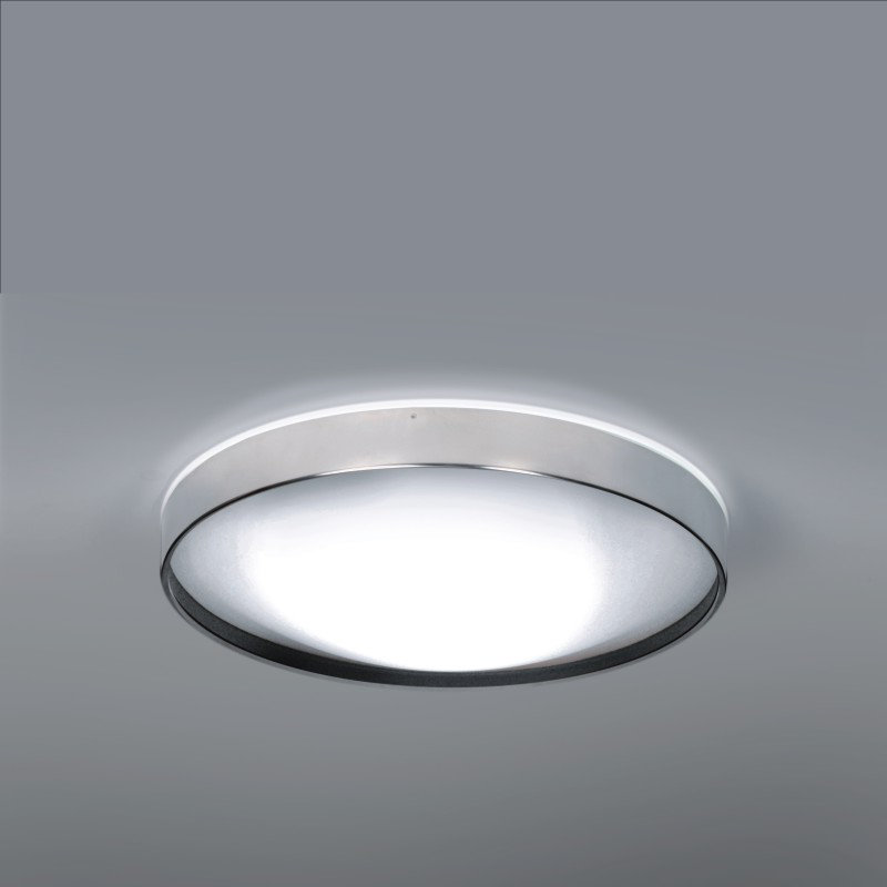 Alina Simple Circle Flush Mount, Stainless Steel/Black, 5.25" H x 19.69" W x 19.69" D