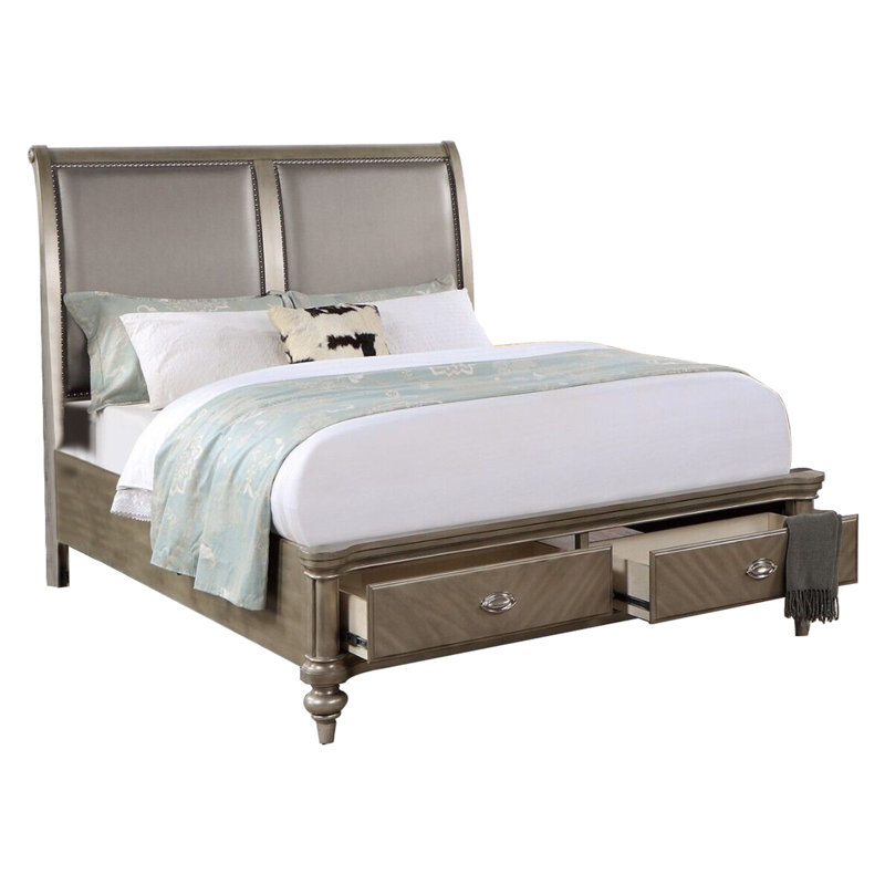 Kalandria Vegan Leather Sleigh Storage Bed, California King