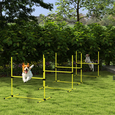 Dog Agility Training Equipment With 4 Piece Adjustable Jump Bars And Transportable Case, Yellow Gear Portable Carry Bag, -