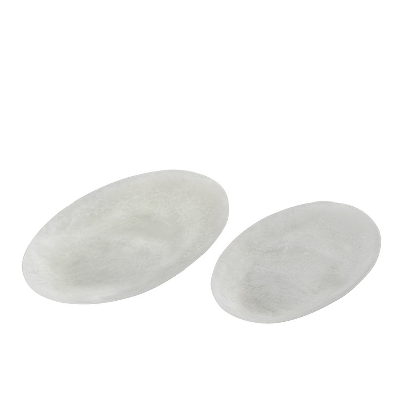 Ensemble de 2 plateaux ovales en résine, Blanc