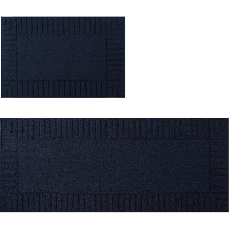 Kitchen Rugs,Set Of 2 60X89cm+60X152cm, Navy