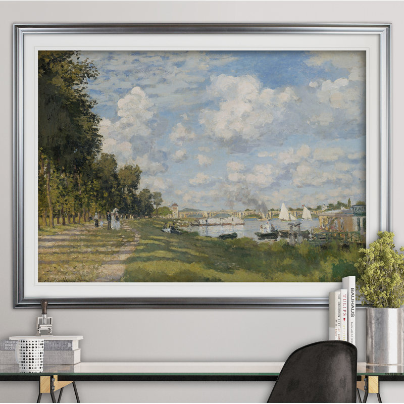 «Port at Argenteuil» par Claude Monet, reproduction, H 20 po x l 24 po, Impression encadrée, Argent argent