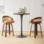 Ensemble de 2 tabourets de bar pivotants, structure en bois moderne avec dossier en rotin, tabouret en cuir de polyuréthane pour comptoir de cuisine, tabourets de bar rembourrés avec repose-pieds de style Mid-Century, tabourets de comptoir industriels-1969963762