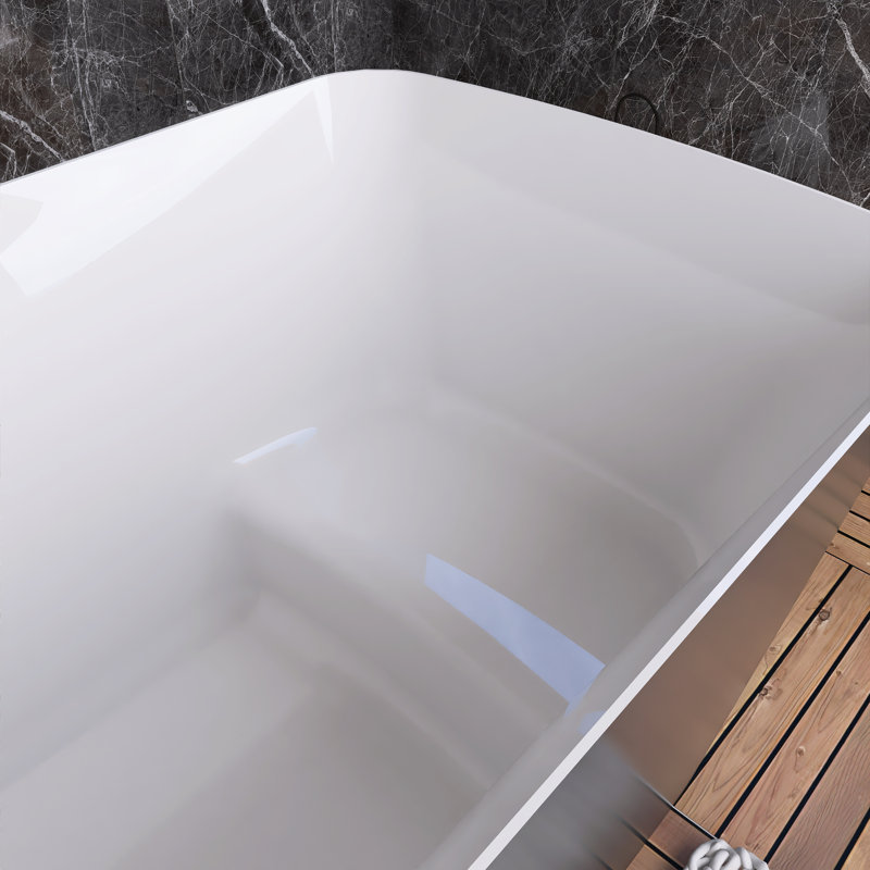 47" Freestanding Soaking Acrylic Bathtub With Integrated Seat, Gray