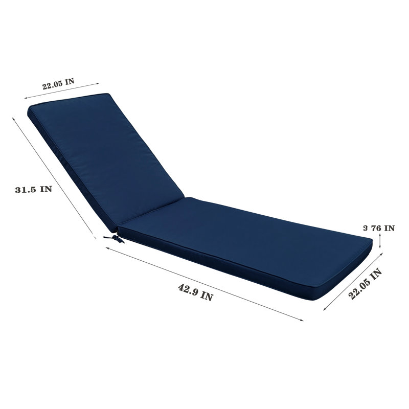 Outdoor Furniture Seat Cover - Navy Blue Chaise Lounge, , To Sun And Fading, Removable Zipper, Comfortable Foam Patio Lounge Pad Blue, Breathable Resistance, Fade Washable Covers, Soft Sponge Filling