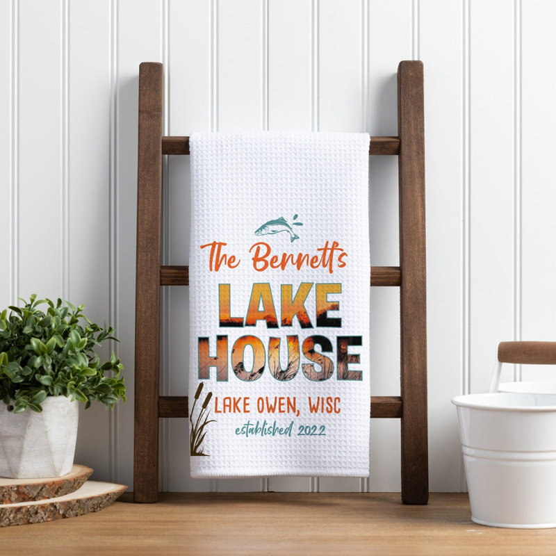 Serviette de thé personnalisable Lake House, Yes