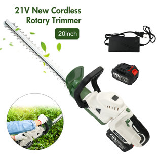 Taille-haie sans fil 21 V avec lame à double action de 20 po, taille-haie électrique à poignée avec batterie 3,0 Ah et chargeur rapide pour jardin, arbuste, gazon et pelouse, jusqu'à 20000 tr / min, vert